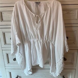BASS Chic White Lace Plus Size Women's Blouse